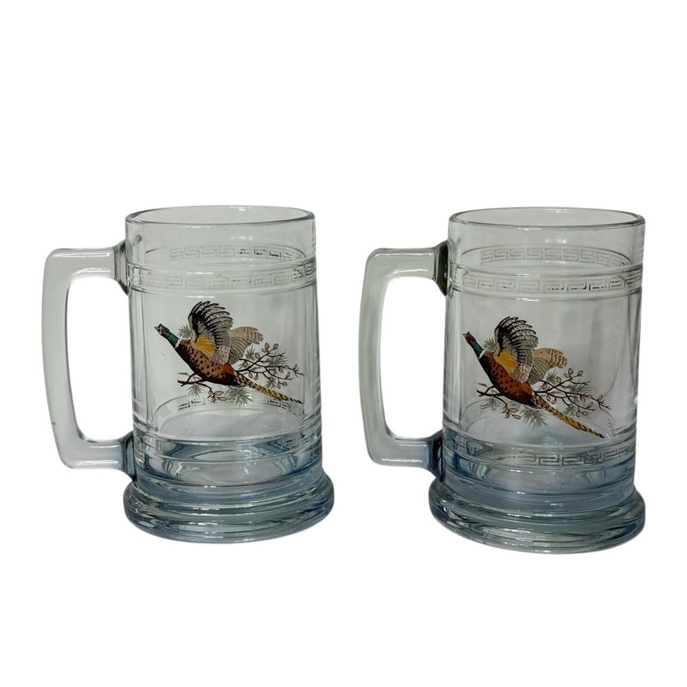 Princess‎ House Pheasant Heavy Glass Beer Mugs Set of 2